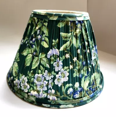 Vintage Laura Ashley Bramble Lampshade Pleated Fabric Floral Blue Green • $28