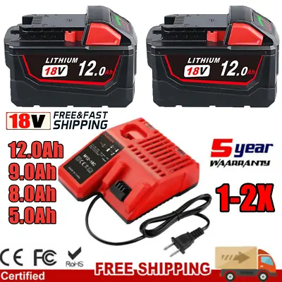 Battery For Milwaukee For M18 18V 12.0AH Extended Lithium 48-11-1890 / Charger • $24.92