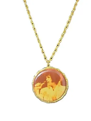 Elvis Presley Pendant Necklace Gold Tone Vintage UT232 • $12.75
