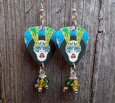 Ace Frehley Guitar Pick Earrings With Swarovski Crystal Dangles • $7