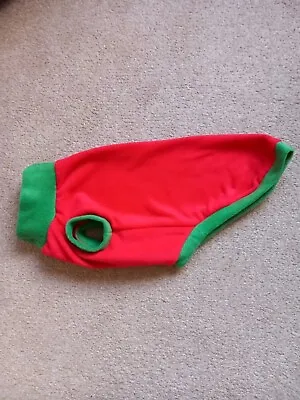 Dachshund Dog Festive Coat Vest Polar Fleece Non Anti Pil Red/green Back 18  C25 • £7.49