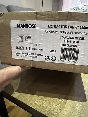 £30 • Buy Manrose Extractor Fan 6” 150mm