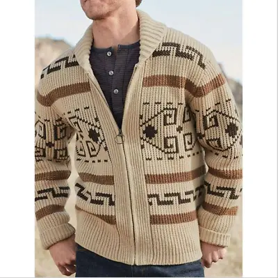 Man's Sweater Big Lebowski Cardigan Zip Up Knit Jeffery Adult Movie Costume HOT • $75.89