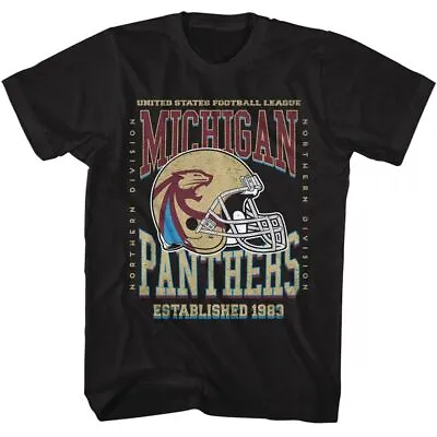 USFL Michigan Panthers Black Solid Adult Short Sleeve T-Shirt • $17.99