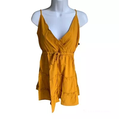 Zaful Drawstring Surplice Cami Mini Dress - Yellow L • $18.99