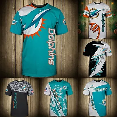 $19.94 • Buy Miami Dolphins Men's Football T-Shirt Summer Casual Short Sleeve Tee Top Gift