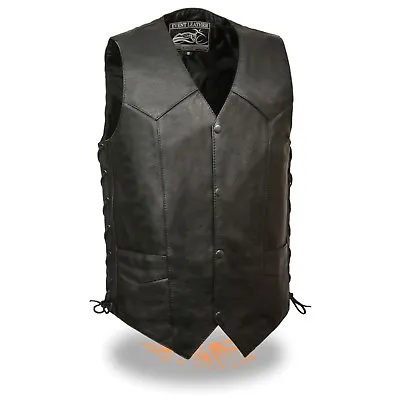 Event Leather EL5397 Men's Classic Side Lace Motorcycle Riding Leather Vest • $46.99