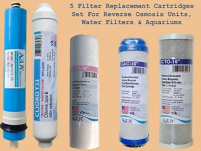 £25.49 • Buy 5 Filter Replacement Cartridges Set For RO Units, Water Filters & Aquariums