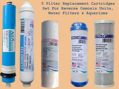 £27.49 • Buy 5 Filter Replacement Cartridges Set For RO Units, Water Filters & Aquariums