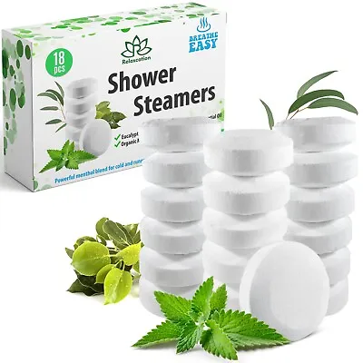 18 Organic Shower Steamers Vapor Tablets Extra Strong With Menthol Crystals • £27.95