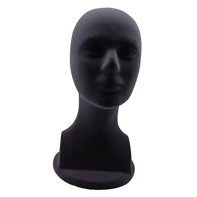 Man Styrofoam Mannequin Head Model DIY Hat Glasses Holder Black Smooth Surface • $10.68