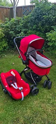£140 • Buy Mothercare Orb Red Pram (all Accessories Included) Plus Pebble Infant Car Seat