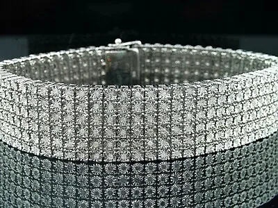 6 Row Men's Bracelet In Sterling Silver With Natural Diamonds Fanook 1.25 Ct • $599