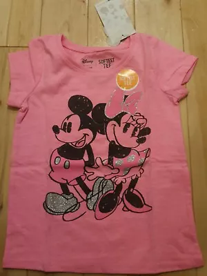 Girls Minnie And Mickey Mouse Tee Shirt Pink Disney Top Infant Size 24 Months • $7.99