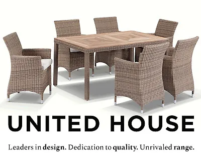 $2790 • Buy Outdoor Wicker 6 Seater Teak Timber Dining Table And Chairs Furniture Setting