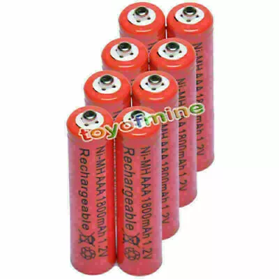 8x AAA 1800mAh 1.2V Ni-MH Rechargeable Battery 3A Red Cell For MP3 RC Toys • $13.40