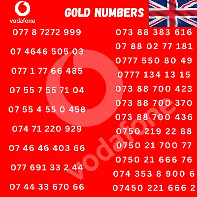 Vodafone GOLD VIP Number 3 In 1  Gold  Sim Card Sim Card Pay As You Go UK • £4.74