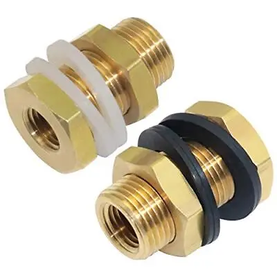 KOOTNAS 2-Pack Solid Brass Bulkhead Fittings 1/4 NPT Taper Female 3/4 Straight • $18.51