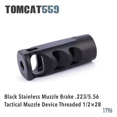 Black Stainless Muzzle Brake .223/5.56 Tactical Muzzle Device Threaded 1/2×28 • $59