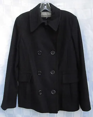 Pacific Trail Black Wool Blend Classic Peacoat Pea Coat Jacket Womens Size 12 • $19.99