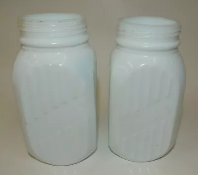 2 Anchor Hocking Hooseier Cabinet White Milk Glass Spice Shaker Jars • $18.99