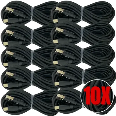 $6.99 • Buy 10Pack Bulk 10Ft Long USB Fast Charger Cable Lot For IPhone 13 12 11 6 Charging