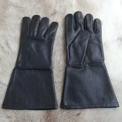 £42 • Buy Black Leather Gauntlets Great For Costume Re-enactment Stage LARP & Motorcycle