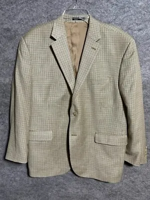 Lauren Ralph Lauren Blazer Mens 44 S Sports Jacket Silk Wool Houndstooth Beige • $36