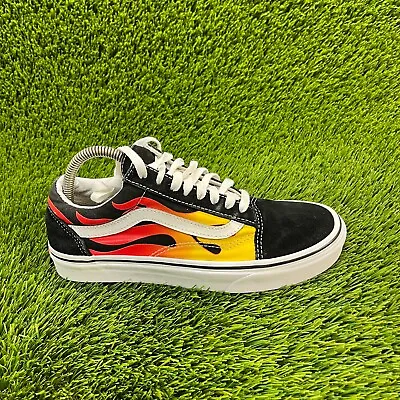 Vans Old Skool Flame Womens Size 8.5 Black Red Athletic Shoes Sneakers 500714 • $39.99