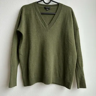 J. Crew 100% Cashmere Green V Neck Sweater Boxy Relaxed Fit Size XXS • $26.10