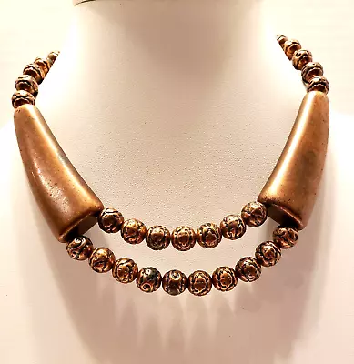 Vintage Mid-Century Necklace/Choker/ Art Deco/Boho/ Lucite Faux Copper Bead • $14.98