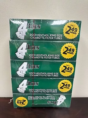 4 Aces MENTHOL KING Size RYO Cigarette Tubes 200ct Box (5 Boxes) • $21.50
