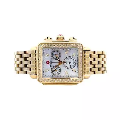 Michele Gold Tone Stainless Steel Women's Watch With Diamonds • $1000
