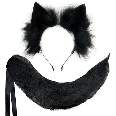 Faux Fur Ears Headband Furry Long Tail Fox Wolf Anime Cosplay Halloween Costume⋈ • $28.69