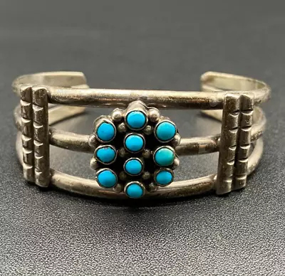 Vintage Navajo Native Turquoise Silver Cuff Bracelet 6-5/8  • $535