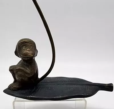 Metal Brass Monkey Banana Holder Display Sitting Leaf Tail Hanging Hook Vtg • $26.39