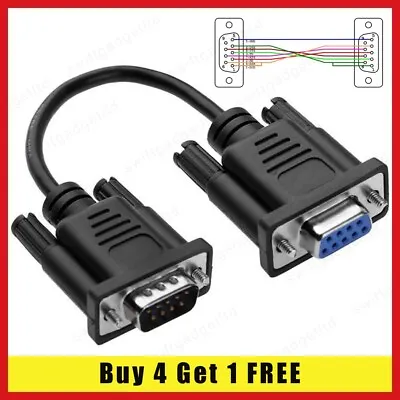 Null Modem Cable Serial RS232 9 Pin DB9 Male To Female Gender Changer Lead UK • £4.45