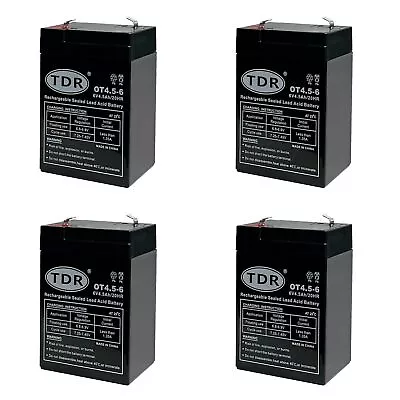 4x TDR OT4.5-6 6V 4.5Ah 4.0Ah 20 Hour SLA Sealed Lead Acid VRLA AGM Battery • $80.09