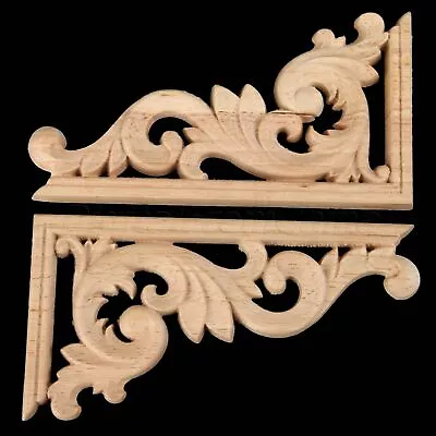 $2.32 • Buy Wood Carved Corner Onlay Vintage Applique Frame Wall Doors Furniture Decorative