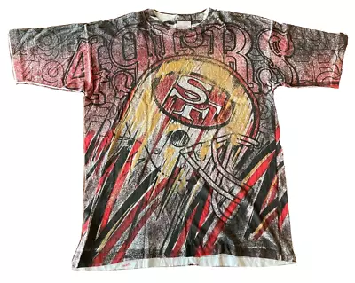 NFL San Francisco 49ers Magic Johnson T's Vintage Tee T Shirt Size Medium 90's • $89