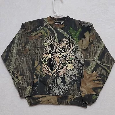 Mossy Oak Kids Camo Sweat Shirt Size M Medium Long Sleeve Elk Casual Sportex • $13.87