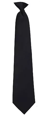 Men's Classic Solid Black Clip On Necktie Business Weddings Formals Party • $12.95