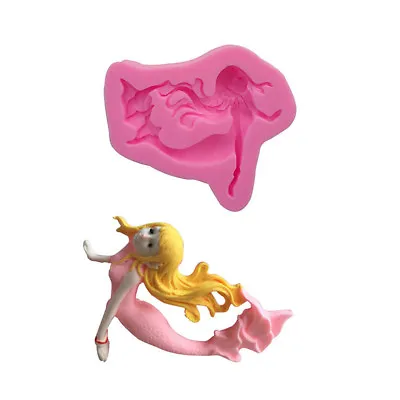 3D Mermaid Cookie Cutter Stamp Fondant Cup Cake Decor Silicone Baking Mold DE80 • $3.51