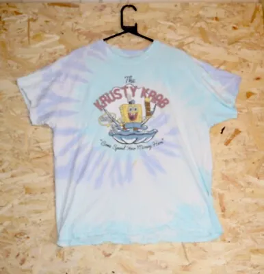 SpongeBob The Krusty Krab Spend Your Money Here Tie Dye T-Shirt XL Adults • £18