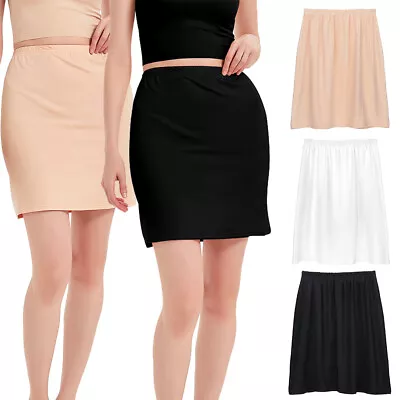 Ladies Summer Plain Anti Cling Waist Half Slip Underskirt Petticoat Under Dress • £6.99