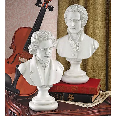 Musical Icon Composer Set: Beethoven & Mozart Home Gallery Bust Sculptures • $146.42