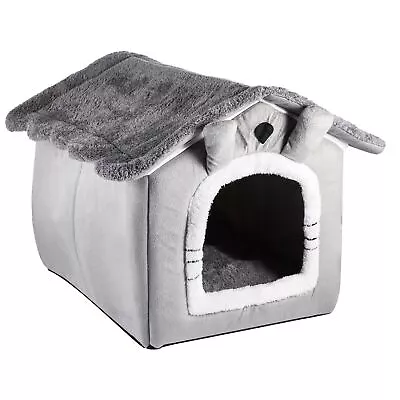 Pet Cat Bed Large Grey Bed Pet Cat Dog Warm House Super Soft Bed Lovely Bed M/L • £14.99