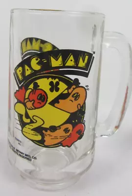 Vintage 1982 Pac Man & Ghosts Arcade Game Glass Mug Cup Beer Stein Bally Midway • $20
