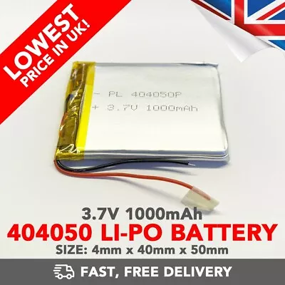 3.7V 1000mAh Li-Po Battery (404050) Rechargeable High Capacity Tablet PCM • £7.99