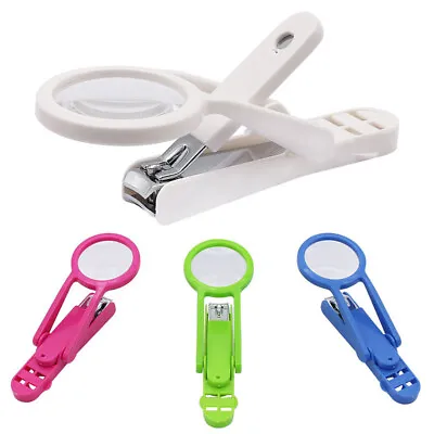 Portable Nail Clipper With Flip Magnifier Fingernail Cutter For Baby Old Man • £4.68